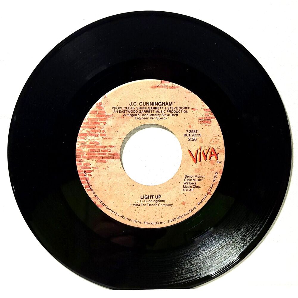 J.C. Cunningham ‎45 Light Up / The Greatest Love on Viva VG+ Country